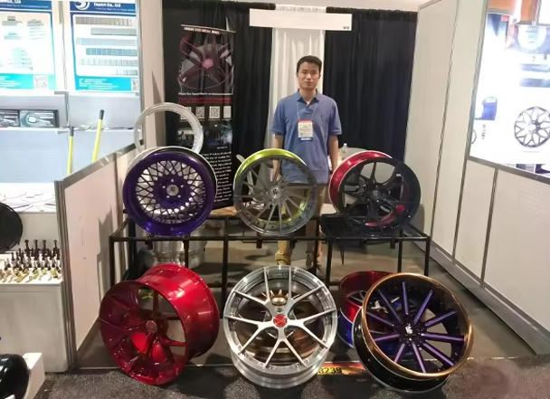 Finished forged wheels on display